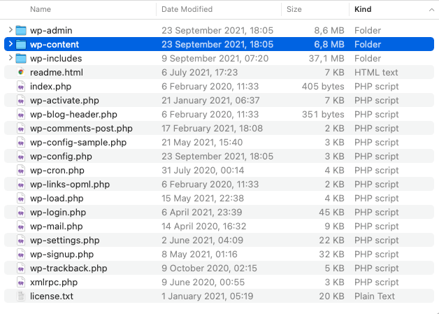 wp-content folder