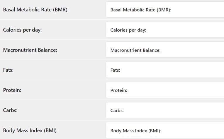 WP Calorie Calculator Pro - Macronutrients, BMI, BMR