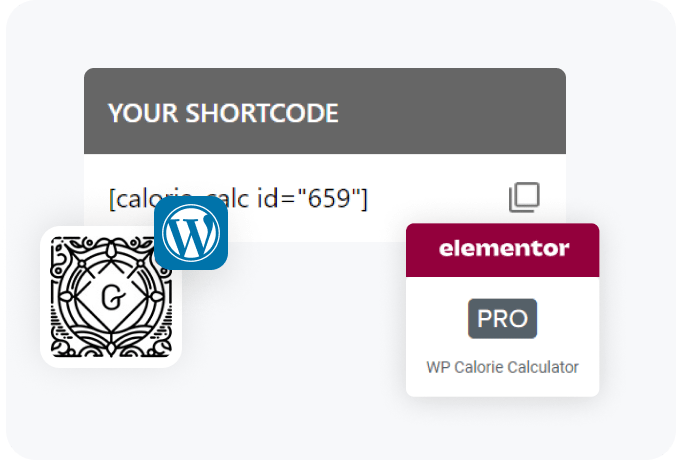 Add as shortcode or Elementor widget - wp calorie calculator