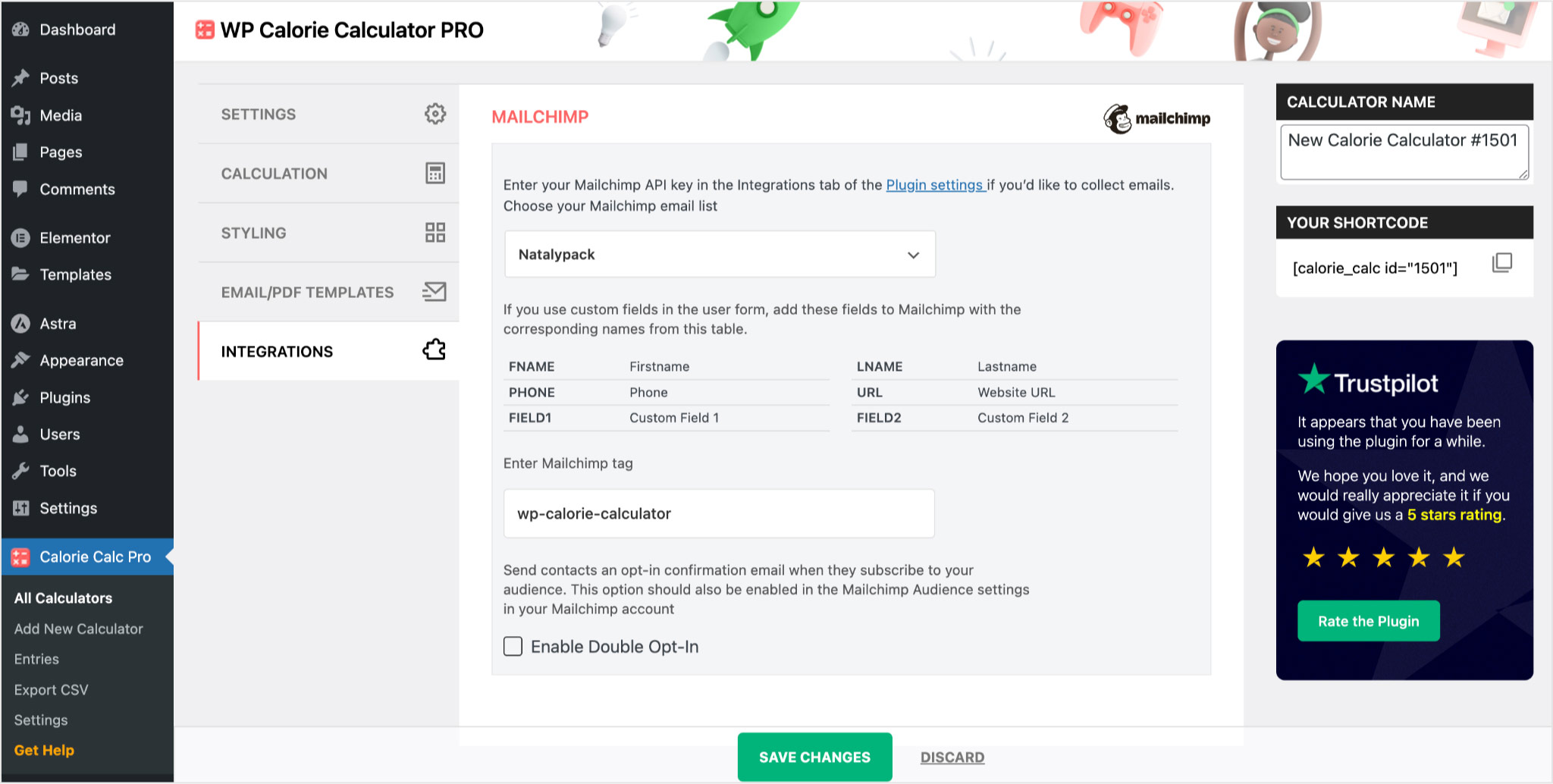 go to the calculator settings and make sure that the correct audience list is selected in the mailchimp settings