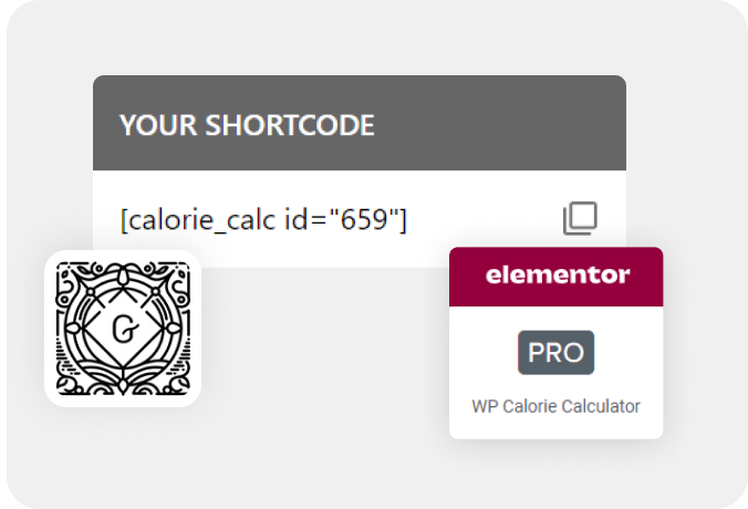 Add as shortcode or Elementor widget - wp calorie calculator